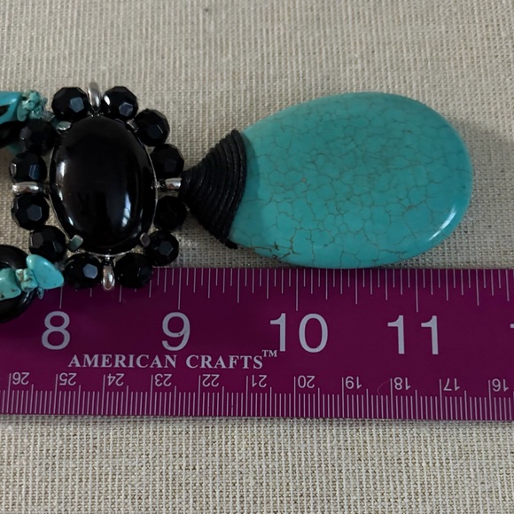 Laura Ashley Turquoise & Black Statement Teardrop Necklace - Women Jewelry - Picture 3 of 5